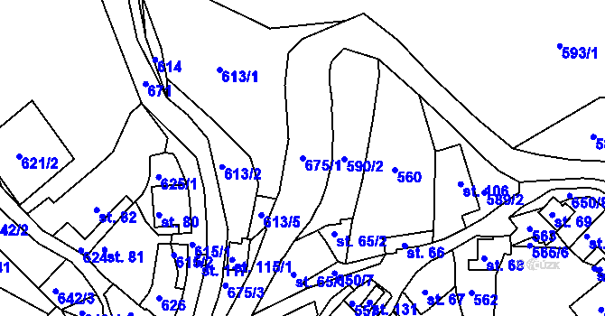 Parcela st. 675/1 v KÚ Kamenec u Radnic, Katastrální mapa