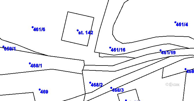 Parcela st. 461/18 v KÚ Kamenec u Radnic, Katastrální mapa