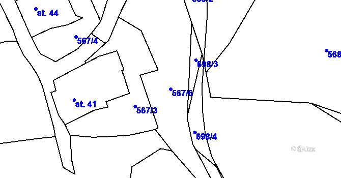 Parcela st. 567/6 v KÚ Kamenec u Radnic, Katastrální mapa