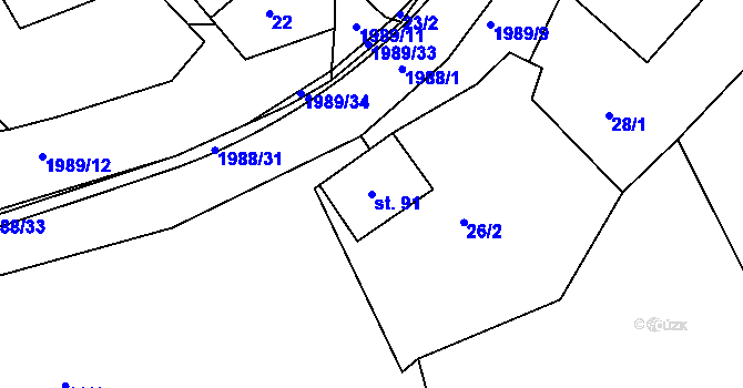 Parcela st. 91 v KÚ Kamenec u Poličky, Katastrální mapa