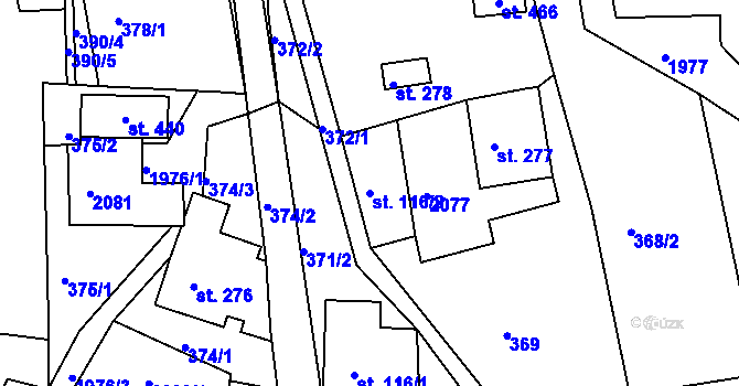 Parcela st. 116/2 v KÚ Kamenec u Poličky, Katastrální mapa