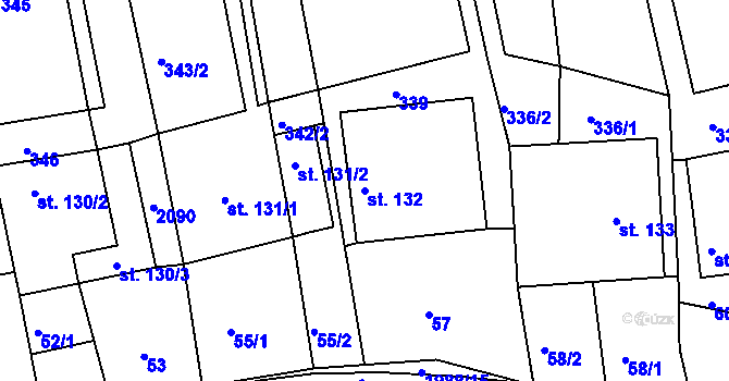 Parcela st. 132 v KÚ Kamenec u Poličky, Katastrální mapa
