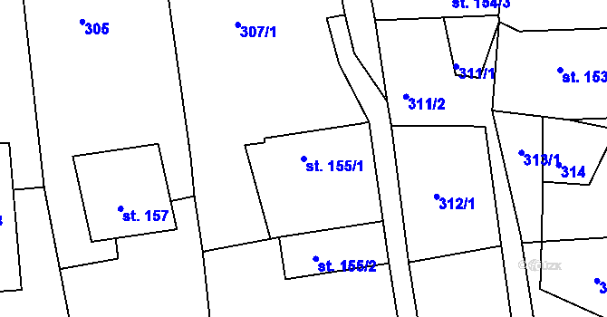 Parcela st. 155/1 v KÚ Kamenec u Poličky, Katastrální mapa