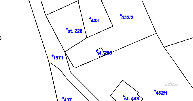 Parcela st. 266 v KÚ Kamenec u Poličky, Katastrální mapa