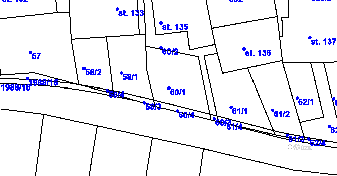 Parcela st. 60/1 v KÚ Kamenec u Poličky, Katastrální mapa