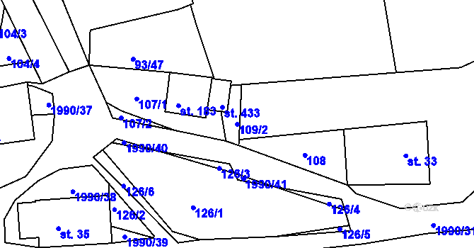 Parcela st. 109/2 v KÚ Kamenec u Poličky, Katastrální mapa