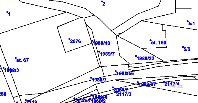 Parcela st. 1989/7 v KÚ Kamenec u Poličky, Katastrální mapa