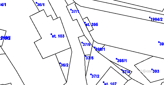 Parcela st. 37/5 v KÚ Kamenec u Poličky, Katastrální mapa