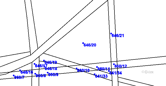 Parcela st. 646/20 v KÚ Kamenec u Poličky, Katastrální mapa