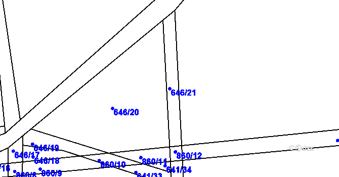 Parcela st. 646/21 v KÚ Kamenec u Poličky, Katastrální mapa
