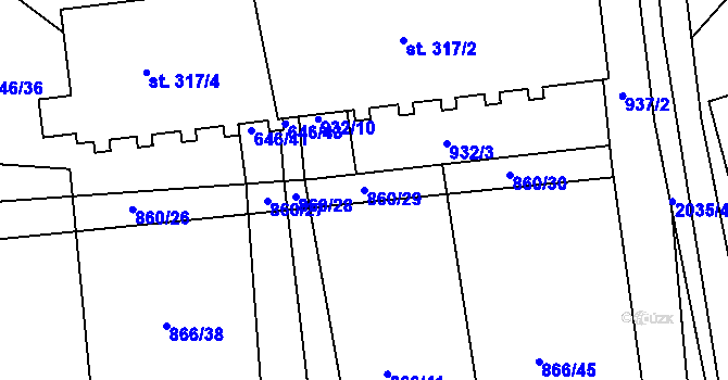 Parcela st. 860/29 v KÚ Kamenec u Poličky, Katastrální mapa