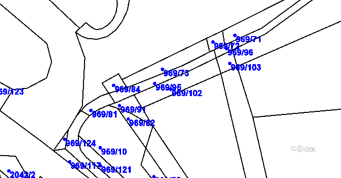 Parcela st. 969/102 v KÚ Kamenec u Poličky, Katastrální mapa