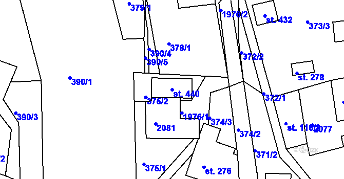 Parcela st. 440 v KÚ Kamenec u Poličky, Katastrální mapa