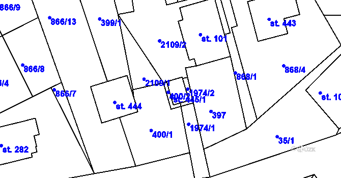 Parcela st. 445/1 v KÚ Kamenec u Poličky, Katastrální mapa