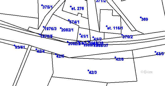 Parcela st. 1988/21 v KÚ Kamenec u Poličky, Katastrální mapa
