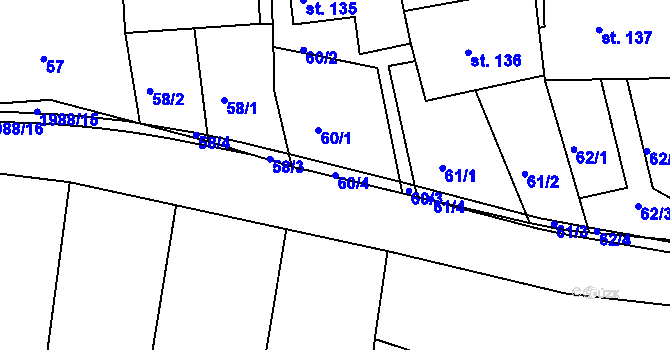 Parcela st. 60/4 v KÚ Kamenec u Poličky, Katastrální mapa
