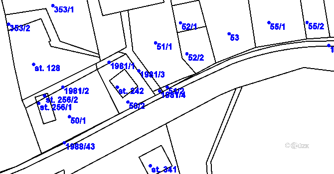 Parcela st. 51/2 v KÚ Kamenec u Poličky, Katastrální mapa