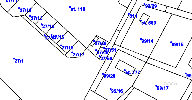 Parcela st. 27/48 v KÚ Ládví, Katastrální mapa