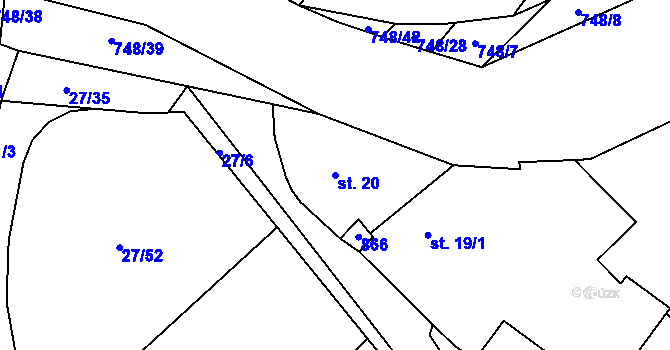 Parcela st. 20 v KÚ Ládví, Katastrální mapa