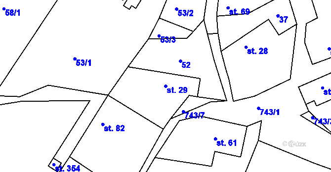 Parcela st. 29 v KÚ Ládví, Katastrální mapa