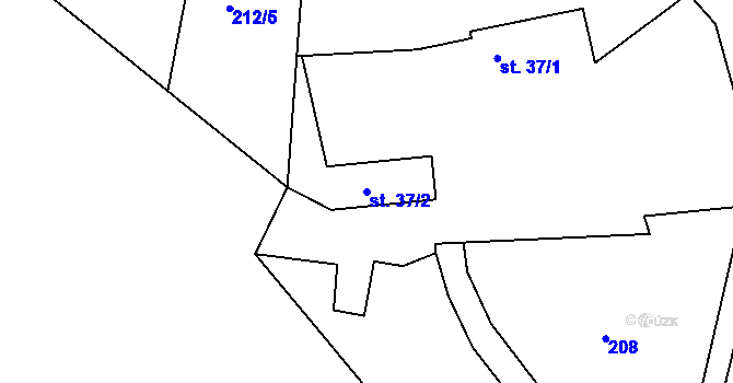 Parcela st. 37/2 v KÚ Ládví, Katastrální mapa