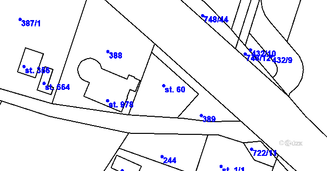 Parcela st. 60 v KÚ Ládví, Katastrální mapa