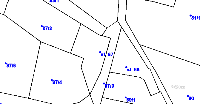Parcela st. 67 v KÚ Ládví, Katastrální mapa