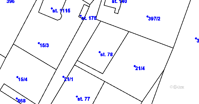 Parcela st. 78 v KÚ Ládví, Katastrální mapa