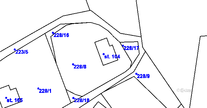 Parcela st. 104 v KÚ Ládví, Katastrální mapa