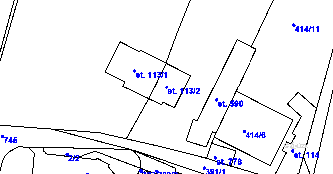 Parcela st. 113/2 v KÚ Ládví, Katastrální mapa