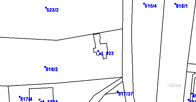 Parcela st. 123 v KÚ Ládví, Katastrální mapa