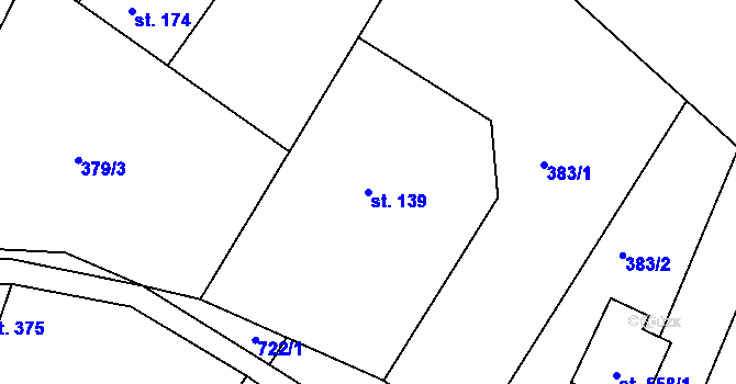 Parcela st. 139 v KÚ Ládví, Katastrální mapa
