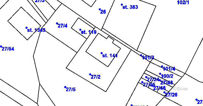 Parcela st. 141 v KÚ Ládví, Katastrální mapa