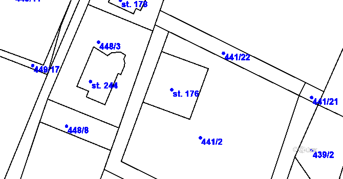 Parcela st. 176 v KÚ Ládví, Katastrální mapa