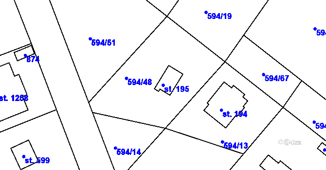 Parcela st. 195 v KÚ Ládví, Katastrální mapa