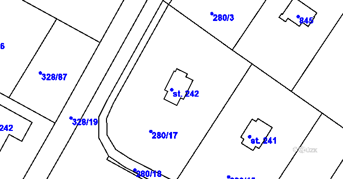 Parcela st. 242 v KÚ Ládví, Katastrální mapa