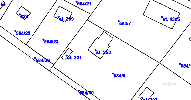 Parcela st. 253 v KÚ Ládví, Katastrální mapa
