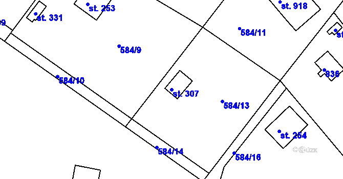 Parcela st. 307 v KÚ Ládví, Katastrální mapa