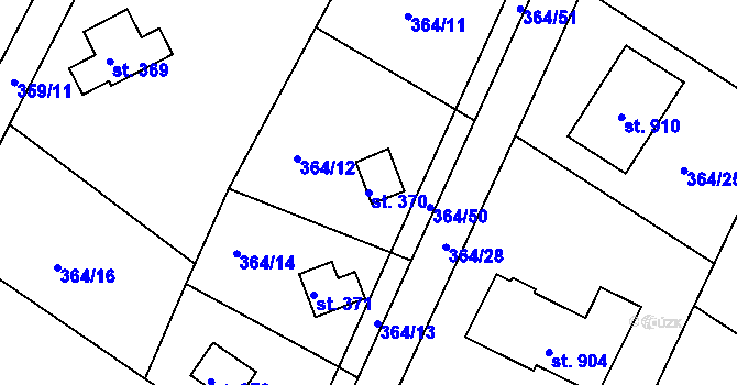 Parcela st. 370 v KÚ Ládví, Katastrální mapa
