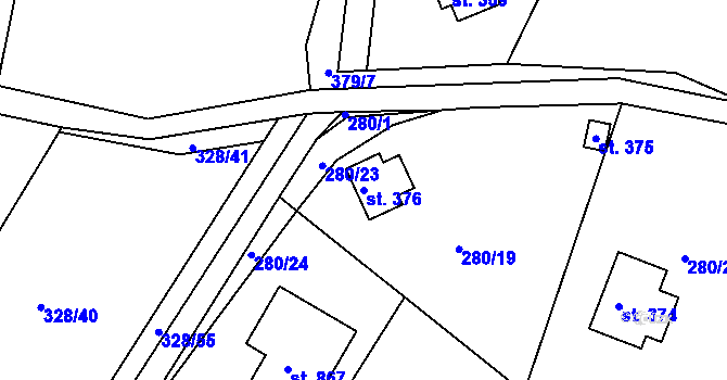 Parcela st. 376 v KÚ Ládví, Katastrální mapa
