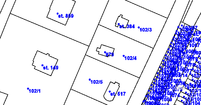 Parcela st. 385 v KÚ Ládví, Katastrální mapa