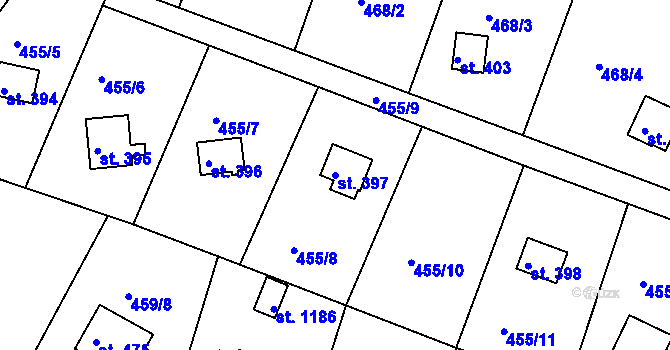 Parcela st. 397 v KÚ Ládví, Katastrální mapa
