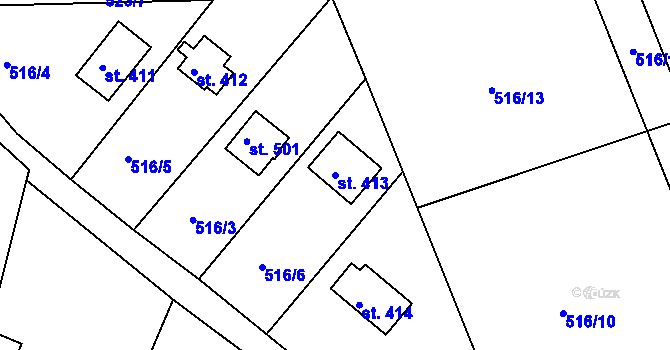 Parcela st. 413 v KÚ Ládví, Katastrální mapa