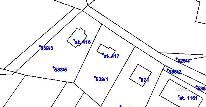 Parcela st. 417 v KÚ Ládví, Katastrální mapa