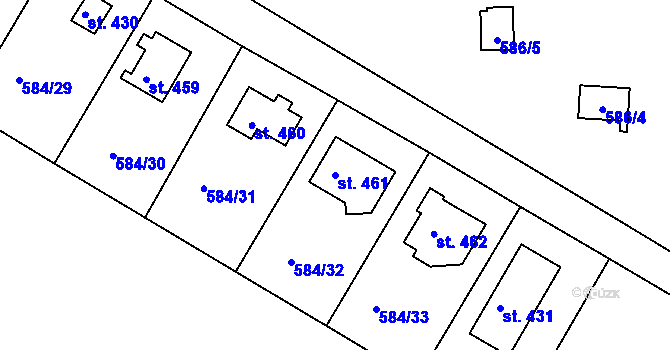 Parcela st. 461 v KÚ Ládví, Katastrální mapa