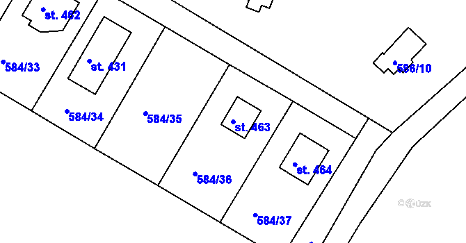 Parcela st. 463 v KÚ Ládví, Katastrální mapa