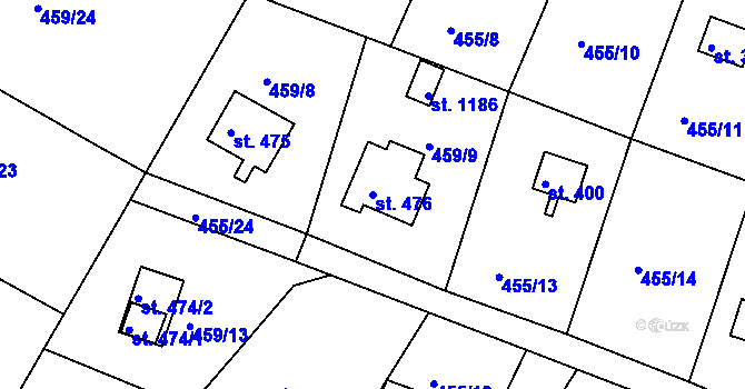 Parcela st. 476 v KÚ Ládví, Katastrální mapa