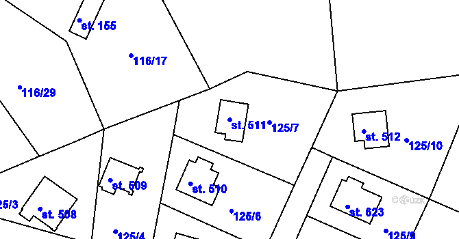 Parcela st. 511 v KÚ Ládví, Katastrální mapa