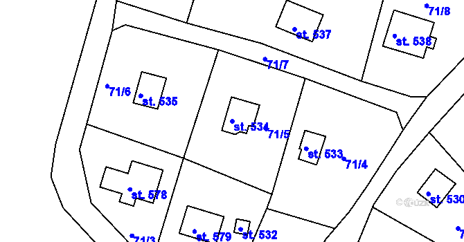 Parcela st. 534 v KÚ Ládví, Katastrální mapa