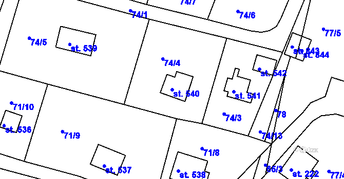 Parcela st. 540 v KÚ Ládví, Katastrální mapa